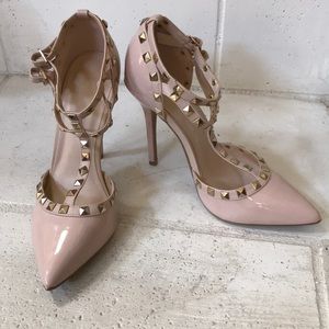 Studded Nude Strappy Heels